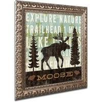 Védjegy Képzőművészet Egyszerű Living Moose vászon művészete, Michael Mullan, arany díszes keret