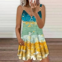 Női ujjatlan ruha szíj mély V-nyakú Flowy Mini ruha nyári virágos strand alkalmi kiment Sundress