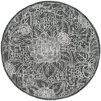 Ebony Adair virágterület szőnyeg, fekete elefántcsont, 6 '6' kerek