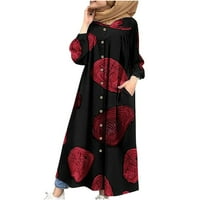 Midi ruhák Női Sun Dress V-nyakú Hosszú ujjú Nyomtatott Piros XL