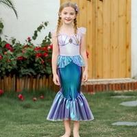Biayxms kislányok hercegnő Halloween jelmez, aranyos sellő Cosplay Flutter ujjú ruhák sellő farok ruhák színlelt játék