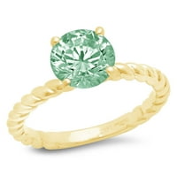 2.0 ct kerek vágott zöld szimulált gyémánt 18K sárga arany évforduló eljegyzési gyűrű mérete 7