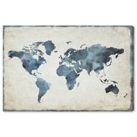 Wynwood Studio Maps and Flags Wall Art Canvas nyomatok 'Mapamundi Új Világok világtérképei - Kék, Fehér