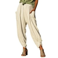 Ediodpoh hosszú nadrág nő nyugodt Divat nyaralás szabadidős Pamut vászon nadrág Elasztikus derék Női Alkalmi nadrág