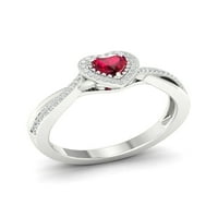 Imperial drágakő 10K fehér arany szívvágás rubin ct tw gyémánt halo női gyűrű