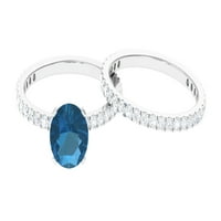 Rosec Jewels-3. CT London kék topáz jegygyűrű készlet Moissanite akcentussal, kék Topaz Pasziánsz gyűrű szett nőknek,