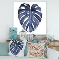 Designart 'Kék akvarell trópusi levelek III' Hagyományos keretes vászon fal art nyomtatás