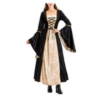 Brglopf középkori reneszánsz ruha nőknek négyzet alakú nyakú harang Hosszú ujjú Jelmez Ruhák fűző csipke fel Retro