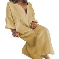 WTPretty Plus Size S-5XL női Pamut vászon Kaftan Sundress Hosszú ujjú Maxi ruha