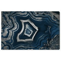 Wynwood Studio Absztrakt fal art vászon nyomtatás 'Álmodj rólad Geode Navy' kristályok - Kék, szürke