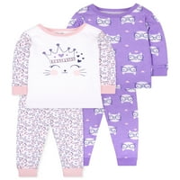 Kis csillag organikus baba és kisgyermek lányok hosszú ujjú ingek és nadrág pizsamák, Méret hónapok-5T