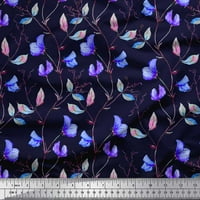 Soimoi Kék Pamut Poplin Szövet levelek & virágos nyomtatási szövet által Udvar széles