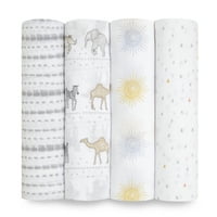 Aden + Anais Classic Swaddles Paisley - Teal 4 -Pack