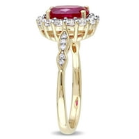 Miabella női Ct. Létrehozott rubin, fehér topaz és gyémánt 14 kt sárga arany koktél halo gyűrű