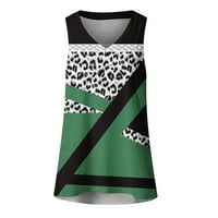 Usmixi nyári tartály felsők leopárdmintás V-nyakú ujjatlan pólók nőknek Hölgyek Vintage laza illeszkedés Lélegző Tee