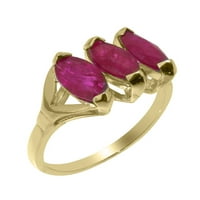 Brit készült 10K sárga arany természetes Rubin Női ígéret gyűrű - méret opciók-méret 10.75