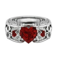 keusn Valentin napi eljegyzési jegygyűrű szív alakú gyűrű Ötvözet Ékszerek w
