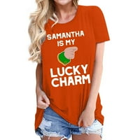 Leylayray felsők Női Divat Női alkalmi laza Kerek nyakú Rövid ujjú St. Patrick ' s Day nyomtatási póló felsők Orange