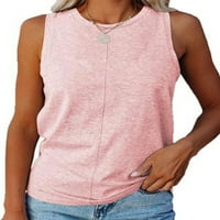 Luxplum Női mellény Egyszínű Tartály felsők Legénység nyak pólók divat pulóver napi viselet blúz Rózsaszín 5XL