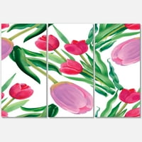Designart 'Virágzó Gyönyörű Rózsaszín Tulipán Virágok Fehéren' Hagyományos Vászon Wall Art Print
