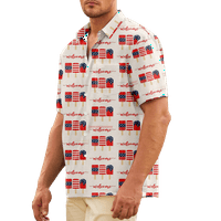 Július 4. Férfi Hawaii ing USA nemzeti zászló ing gallér krém vászon 3D nyomtatás plusz méretű Napi Rövid ujjú nyomtatási