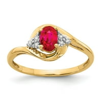 Szilárd 14K sárga arany gyémánt és rubin eljegyzési gyűrű mérete