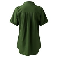 wendunide Női felsők Divat Női Rövid ujjú Zsebgombos póló alkalmi népszerű blúz felsők Női ingek hadsereg zöld L