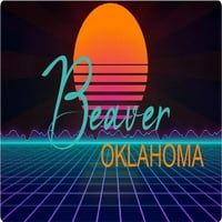 Hód Oklahoma Vinyl Matrica Stiker Retro Neon Design