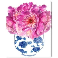 Runway Avenue virág- és botanikus fali művészet vászon nyomatok „Morning Peonies” Florals - rózsaszín, kék