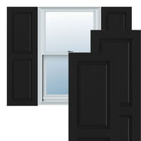 Ekena Millwork 12 W 35 H True Fit PVC Két egyenlő emelt panel redőny, fekete