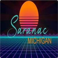 Saranac Michigan Vinyl Matrica Stiker Retro Neon Design