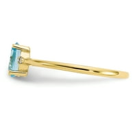 Ősi arany karátos sárga arany valódi gyémánt és kék topáz Birthstone gyűrű