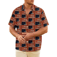 Július 4. Férfi Hawaii ing USA nemzeti zászló mintás ing gallér Rövid ujjú napi nyomtatás felsők Streetwear pólók