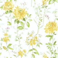 Waverly inspirációk Pamut 44 virágos sárga fű színű Varrószövet az udvaron