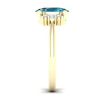 Császári drágakő 10k sárga arany ovális vágás svájci kék topaz ct tw gyémánt női gyűrű