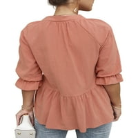 Glonme női nyári Egyszínű felsők Divat Loungewear blúz fél ujjú utcai pulóver póló
