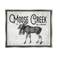 Stupell Industries Moose Creek Bed & Breakfast rusztikus sál grafikus művészet csillogó szürke úszó keretes vászon