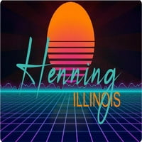 Henning Illinois Vinyl Matrica Stiker Retro Neon Design