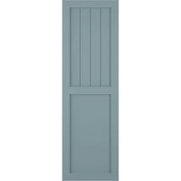 Ekena Millwork 18 W 43 H True Fit PVC parasztház lapos panel kombinált rögzített redőnyök, békés kék