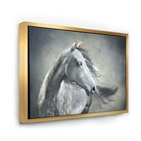 Designart 'A vad ló fekete -fehér portréja' parasztház keretes vászon fali művészet