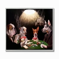 Stupell Industries kutya póker vicces kedvtelésből tartott festmény keretes falművészet Lucia Heffernan