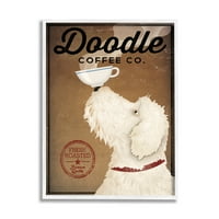 Stupell Industries Vintage Doodle Coffee Dog Sign Graphic Art White Keretes Art Print Wall Art, Design by ryan Fowler