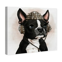 Runway Avenue állatok fali művészet vászon nyomatok „koronázott kölyökkutyák” kutyák és kölyökkutyák - fekete, arany