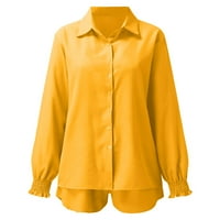 Tanár ruhák női nyári három nyomtatott Lámpás ujjú ing rövidnadrág szexi szíj szett női edzés szett sárga Méret XL