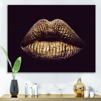 Designart 'Szexi arany fémes nő ajkak ii' 'modern vászon fali művészet