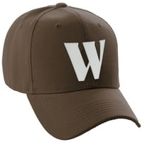 Daxton strukturált görbe Visor Bill Baseball kalap 3D tőke ábécé betűk, barna kalap fehér levél W