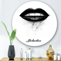 Designart 'monokróm fekete női ajkak' modern körfém fali művészet - 11 -es lemez