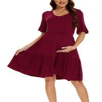 Diconna női nyári Rövid terhesség ruha Egyszínű Rövid ujjú rakott Hem baba zuhany ruha