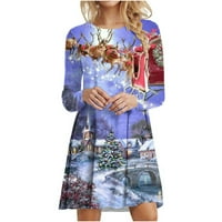 Női Hosszú ujjú póló ruha divat fesztivál fa Nyomtatás Legénység nyak grafikus Pulóver pulóver Mini ruha
