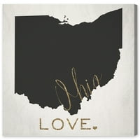 Wynwood Studio Maps and Flags Wall Art vászon nyomtatványok 'Ohio Love' USAs Maps - Fekete, Arany